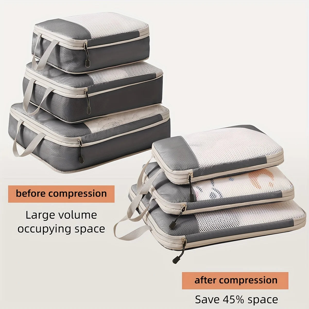 3 Pcs Premium Travel Compression Bags