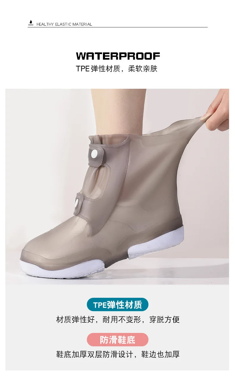 ALIFEX Double Button Anti-Slip Waterproof Shoe Covers