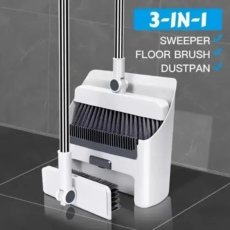 ALIFEX 3-in-1 Space-Saving Folding Broom & Dustpan Set