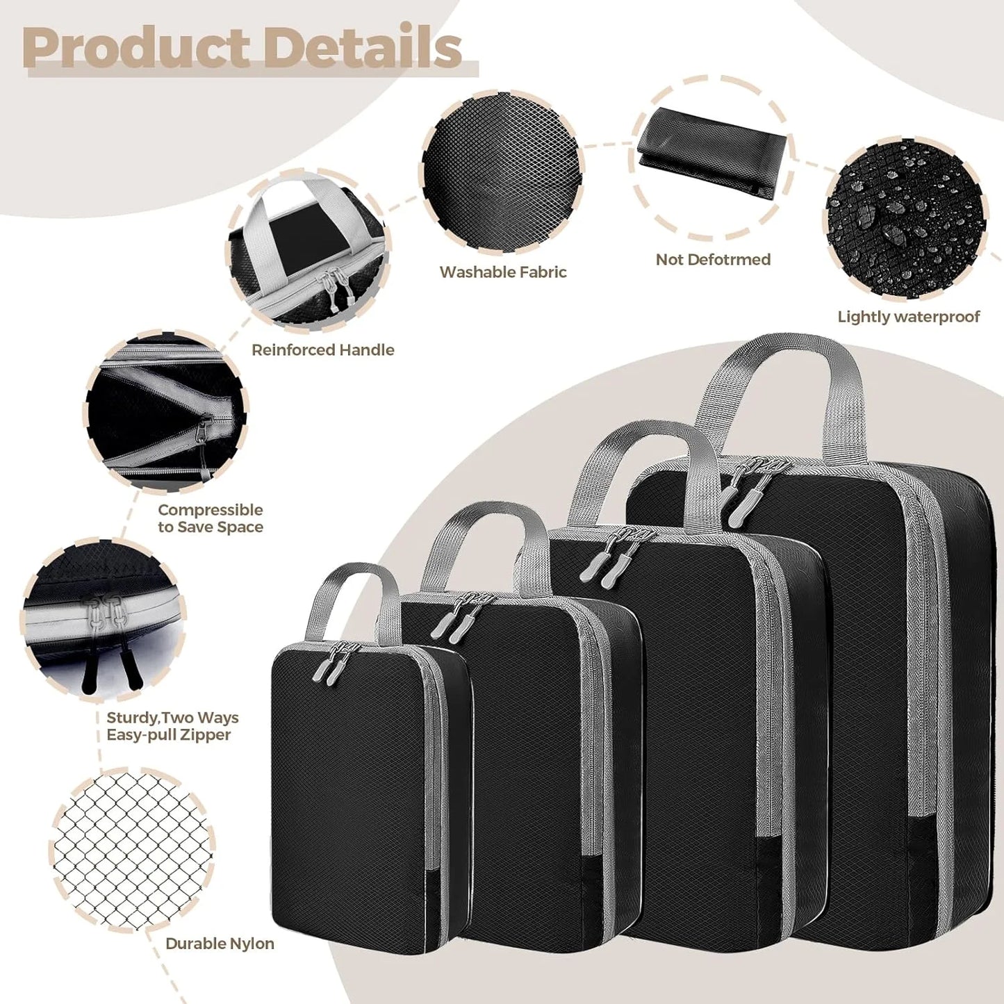 Premium Compression Packing Cubes for Travel