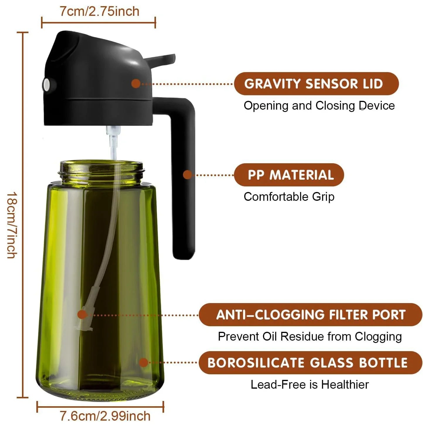 ALIFEX 470ml Luxury Light-Blocking Glass Oil Sprayer"