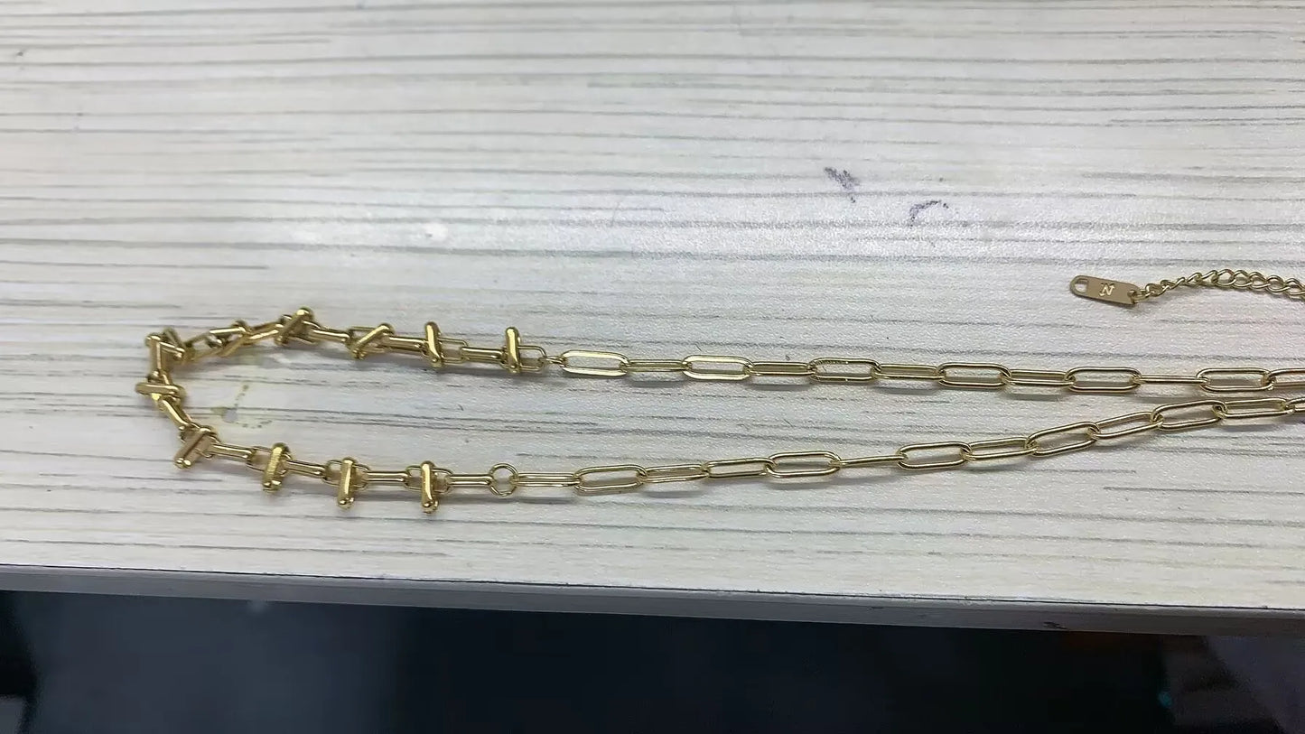 Alif Elegant Gold-Tone Necklace