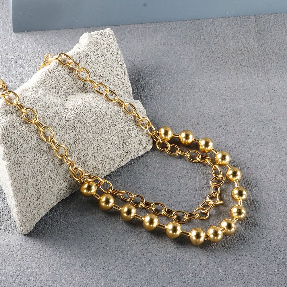 Alif Elegant Gold-Tone Necklace
