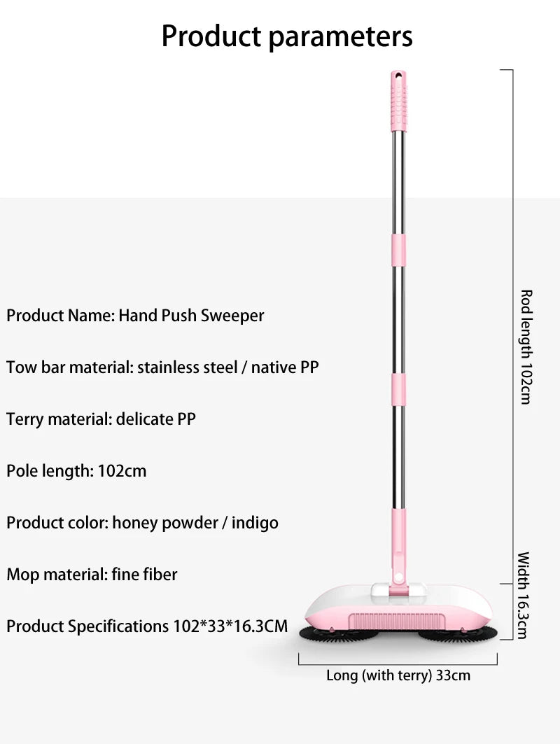 ALIFEX 3-in-1 Hand Push Magic Sweeper & Dustpan