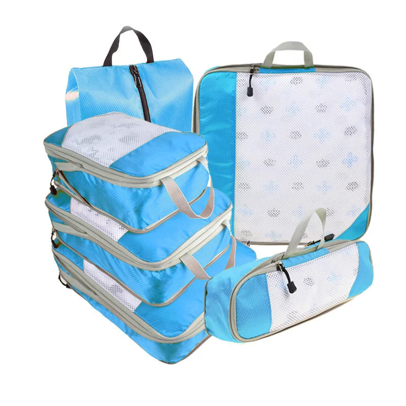 Premium 5 Pcs Travel Compressed Packing Cubes Set