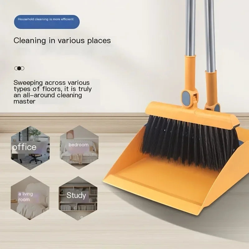ALIFEX 2-in-1 Rotatable Folding Broom & Dustpan Set