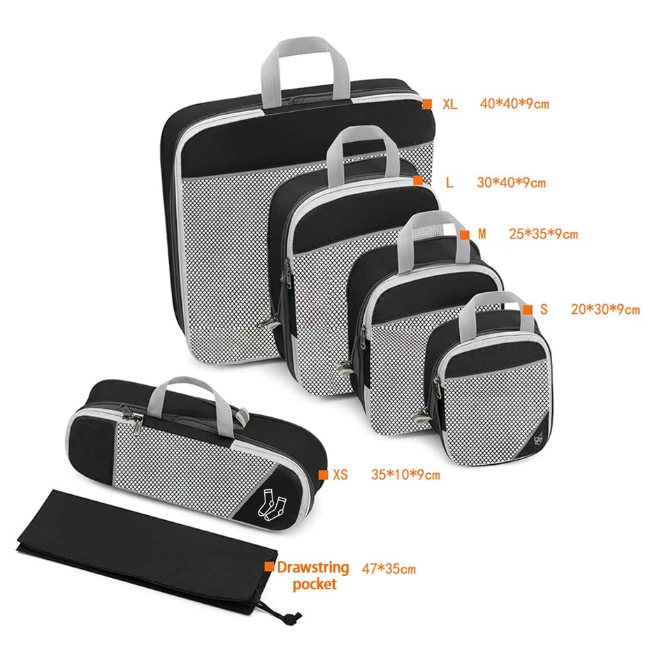 Premium 5 Pcs Travel Compressed Packing Cubes Set