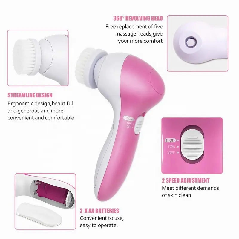 ALIFEX 5-in-1 Electric Facial Cleansing Brush & Massager