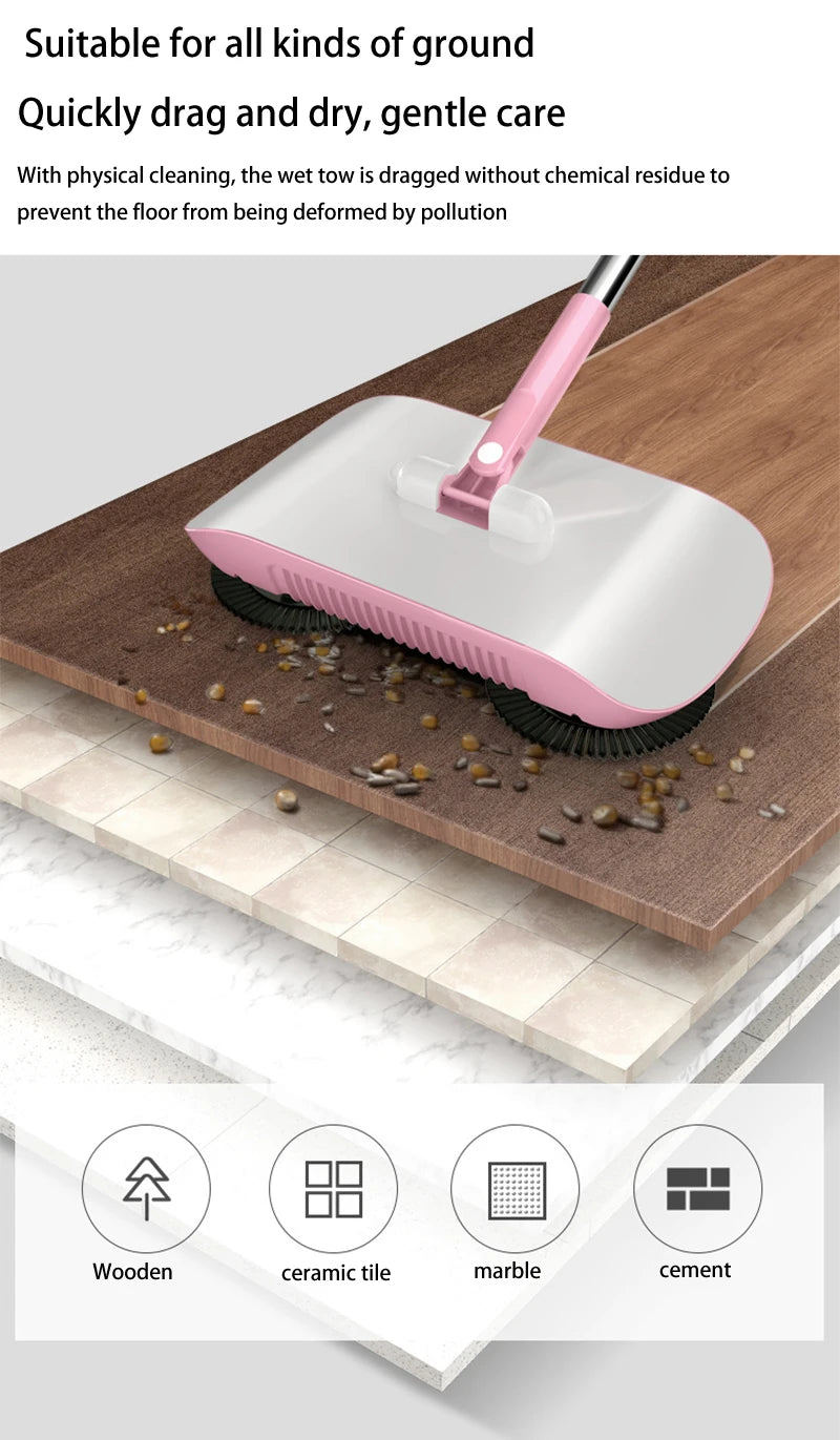 ALIFEX 3-in-1 Hand Push Magic Sweeper & Dustpan
