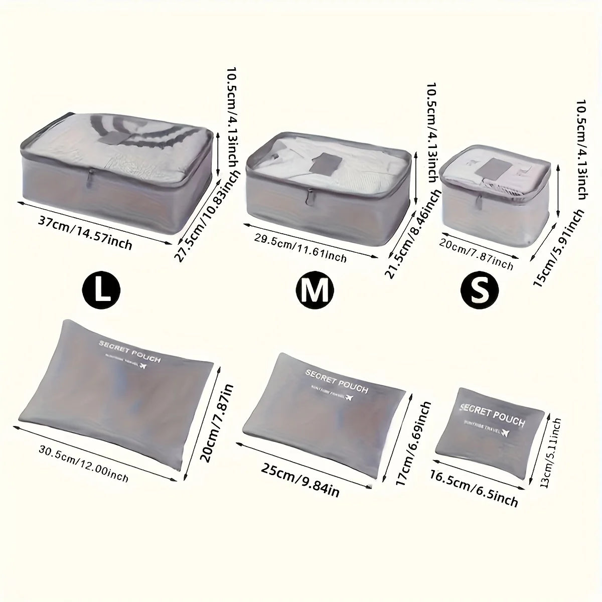 6 Pcs Premium Travel Clothes Packing Cubes