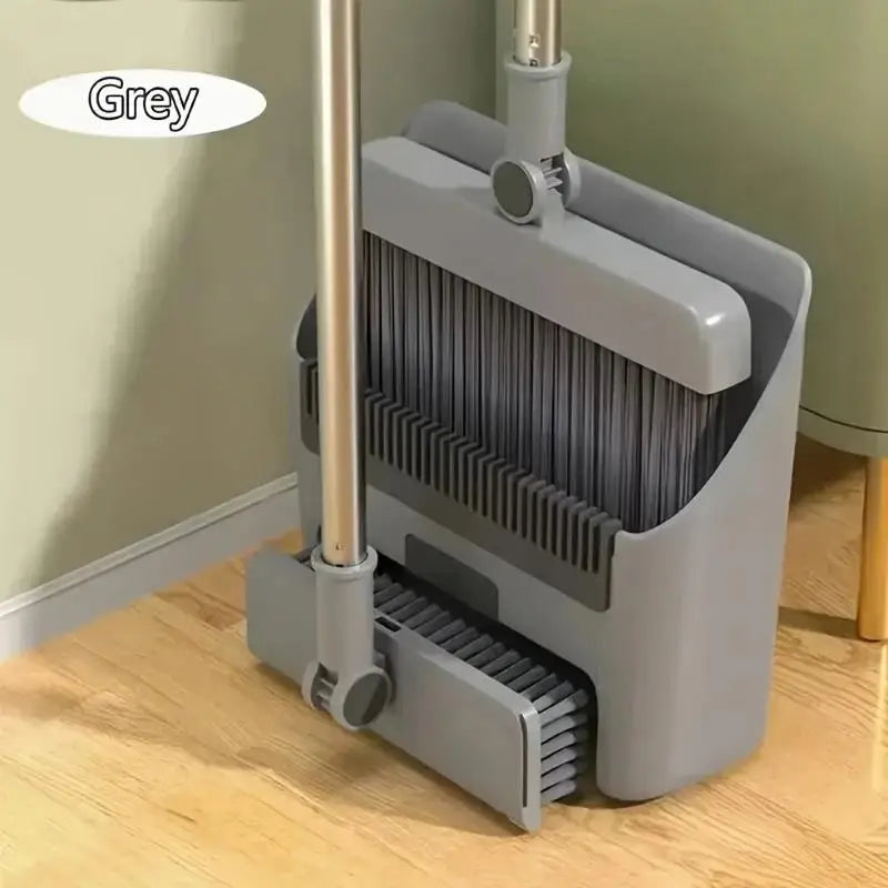 ALIFEX 3-in-1 Space-Saving Folding Broom & Dustpan Set