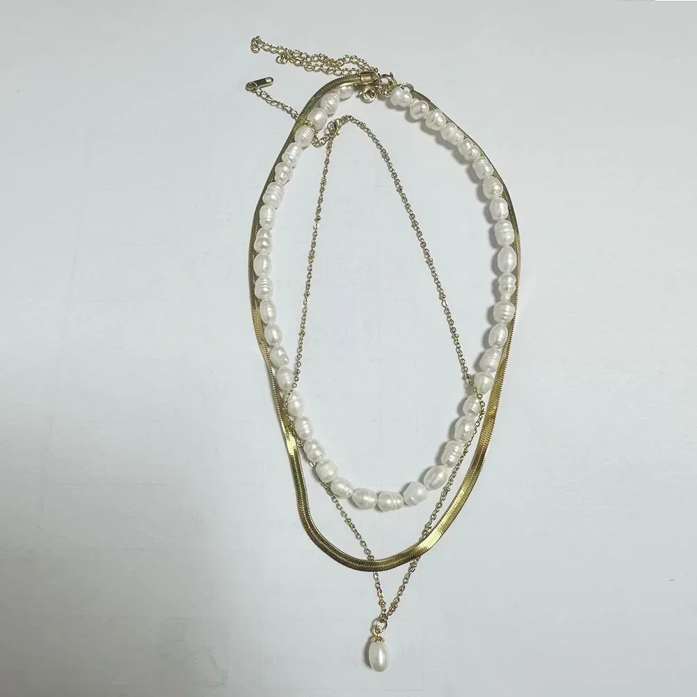 Alif Elegant Gold-Tone Necklace