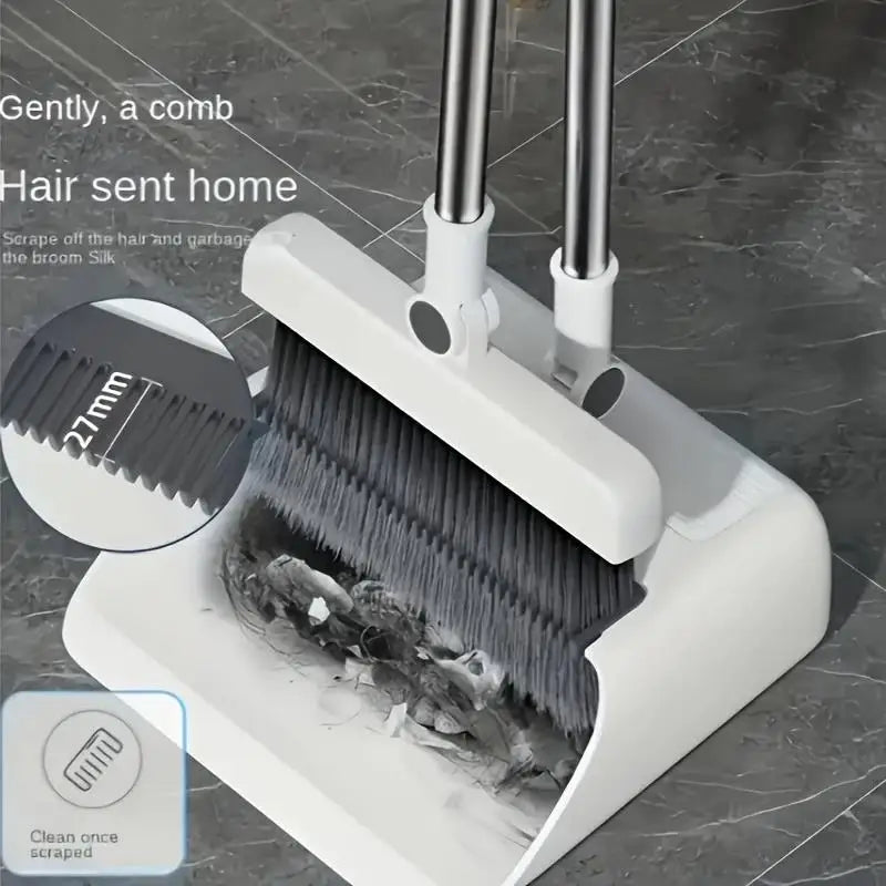 ALIFEX 3-in-1 Space-Saving Folding Broom & Dustpan Set