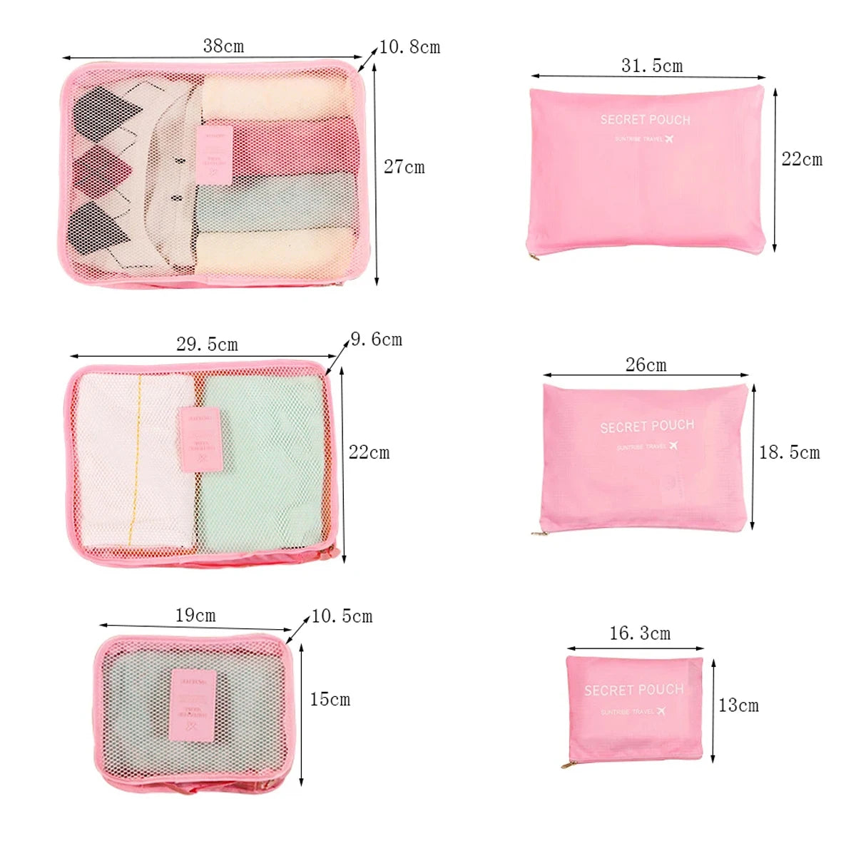 6 Pcs Complete Travel Packing Cubes Set