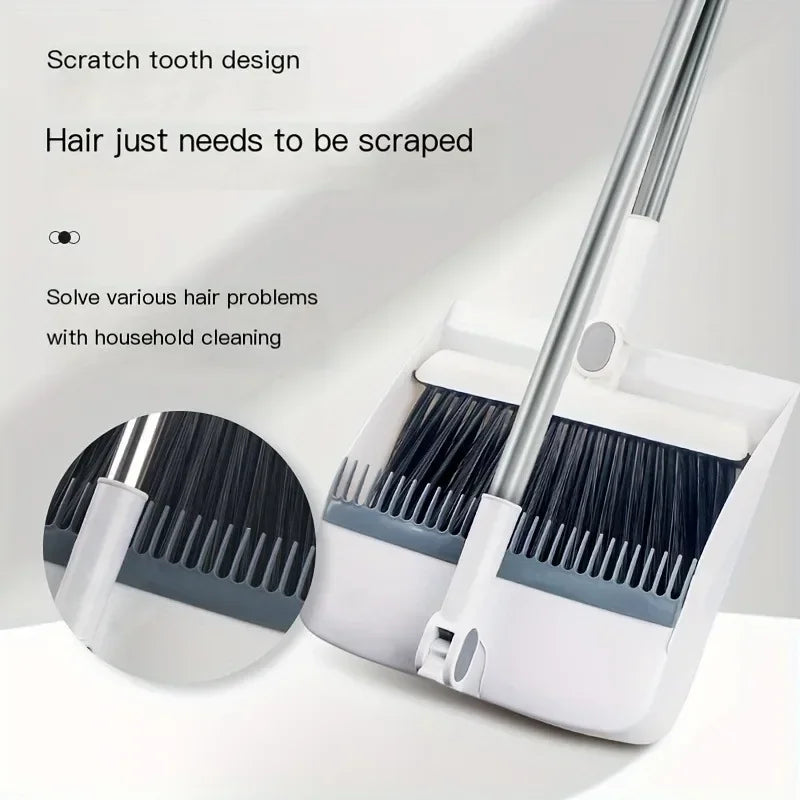 ALIFEX 2-in-1 Rotatable Folding Broom & Dustpan Set