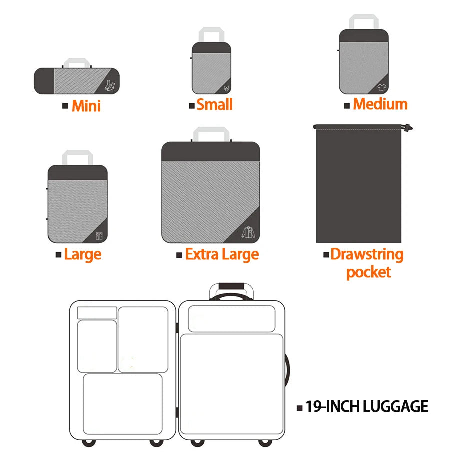 Premium 5 Pcs Travel Compressed Packing Cubes Set