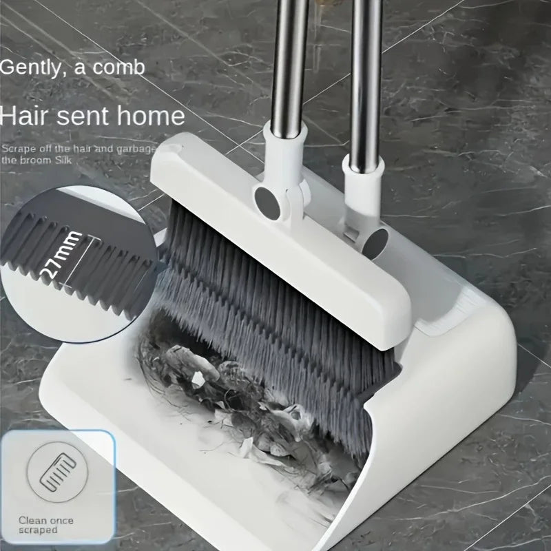 ALIFEX 3-in-1 Space-Saving Folding Broom & Dustpan Set