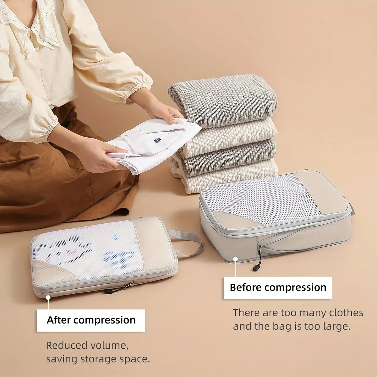 3 Pcs Premium Travel Compression Bags