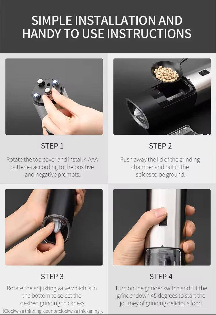 ALIFEX Premium Electric Salt and Pepper Grinder Set