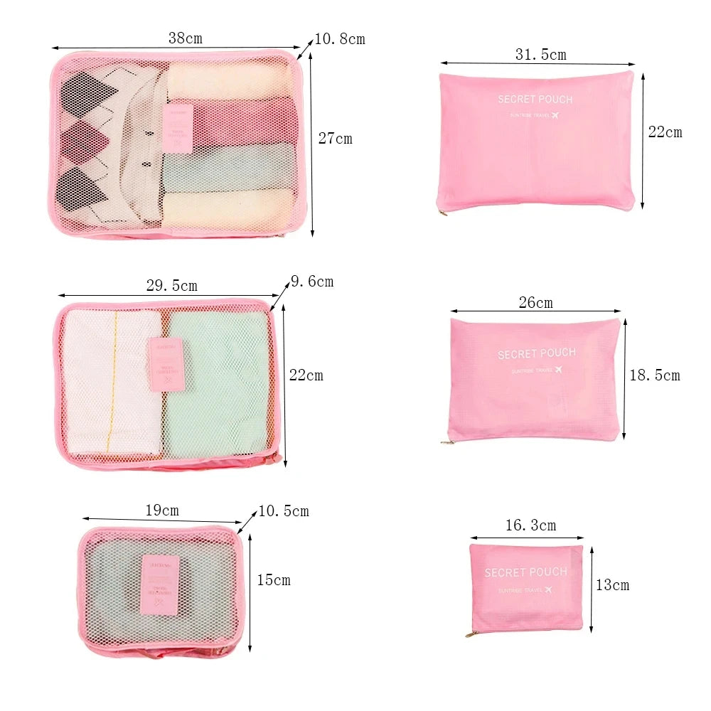 6 Pcs Complete Travel Packing Cubes Set
