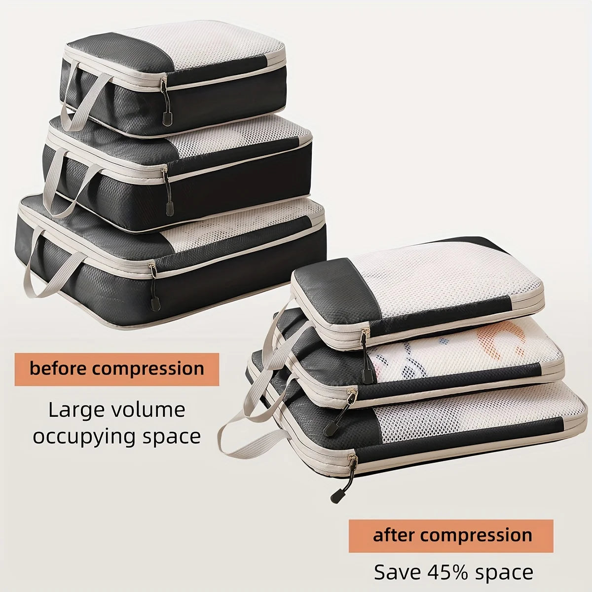 3 Pcs Premium Travel Compression Bags