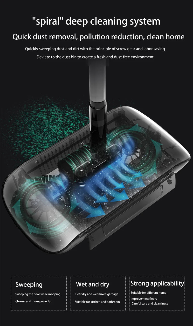 ALIFEX 3-in-1 Hand Push Magic Sweeper & Dustpan