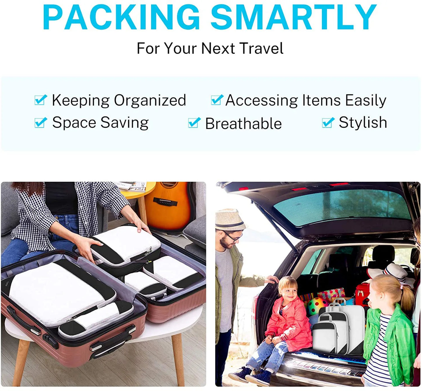 Premium 5 Pcs Travel Compressed Packing Cubes Set